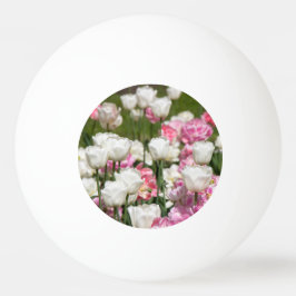 Bolinha De Ping Pong Tulipas brancas e cor-de-rosa brilhantes num dia e