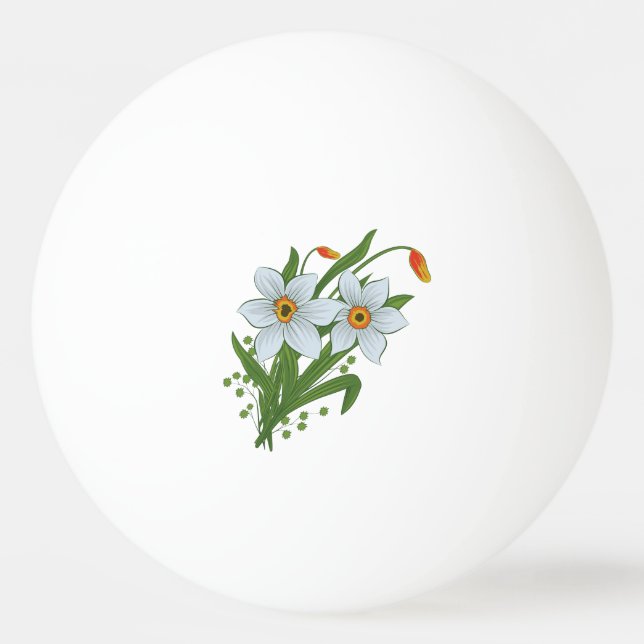 Bolinha De Ping Pong Tulipas e Flores de Narcisos (Frente)
