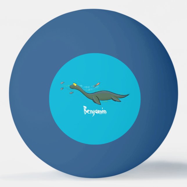 Bolinha De Ping Pong Um belo e feliz cartoon de monstro do mar, plesios (Frente)