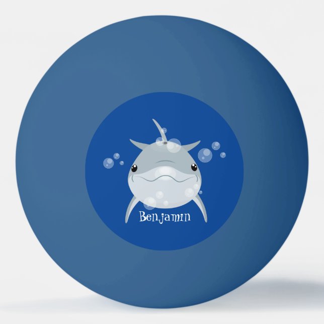 Bolinha De Ping Pong Um bonito e feliz desenho animado de golfinho kawa (Frente)