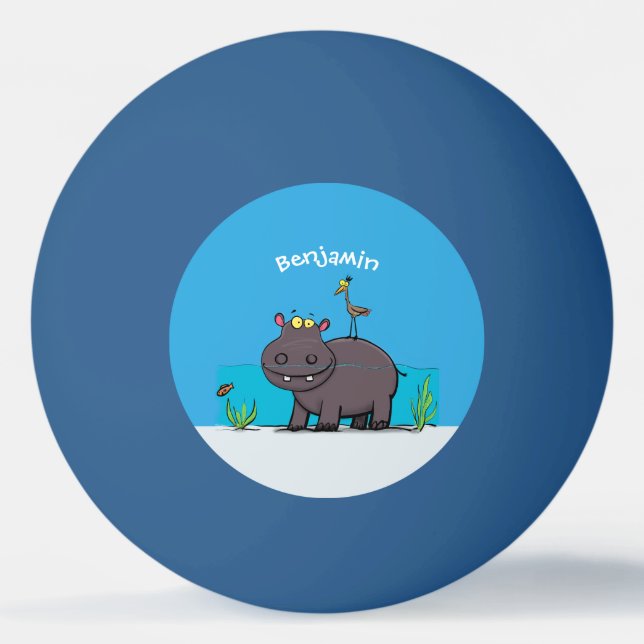 Bolinha De Ping Pong Um hipopótamo engraçado bonito com desenhos animad (Frente)