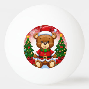 Bolinha De Ping Pong Ursa Teddy Adorável no Traje de Papai Noel