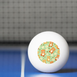 Bolinha De Ping Pong Ursinhos de pelúcia fofos e padrão de folhas verde