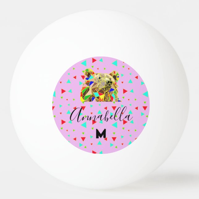 Bolinha De Ping Pong Urso Cinza Rosa (Frente)