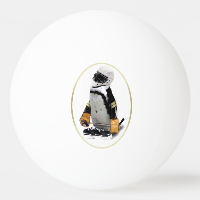 Bolinha De Ping Pong Urso de Hóquei Vestindo Pinguim (Verso)