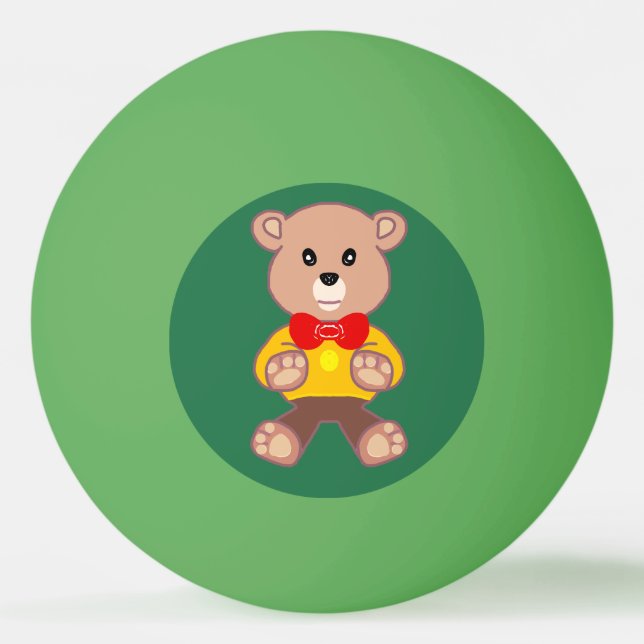 Bolinha De Ping Pong Urso de pelúcia com gravata borboleta no verde (Frente)