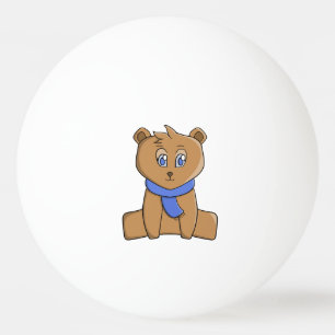 Bolinha De Ping Pong Urso de pelúcia vestindo lenço azul