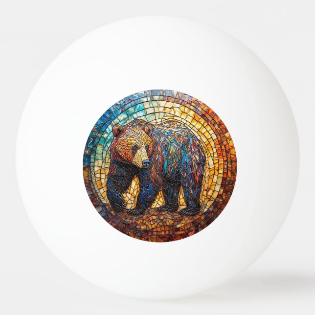 Bolinha De Ping Pong Urso Pardo em Design Artístico (Frente)