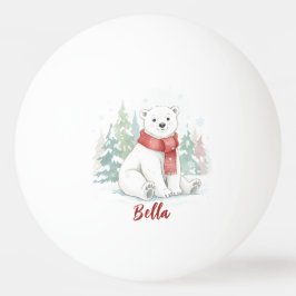 Bolinha De Ping Pong Urso Polar em Aquarela Fofa