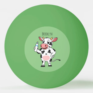 Bolinha De Ping Pong Vaca feliz com cartum de mamadeira