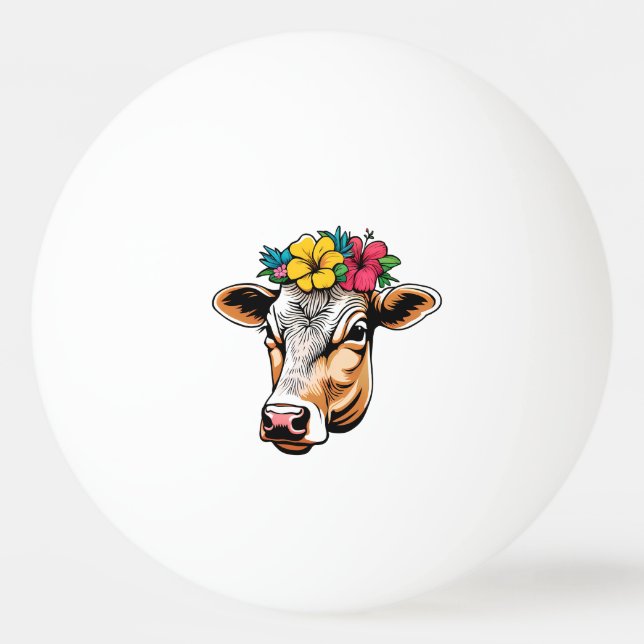 Bolinha De Ping Pong Vaca Flor (Frente)
