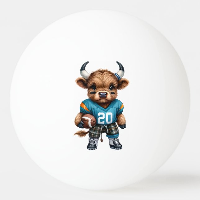 Bolinha De Ping Pong Vacas das Terras Altas e Futebol (Frente)