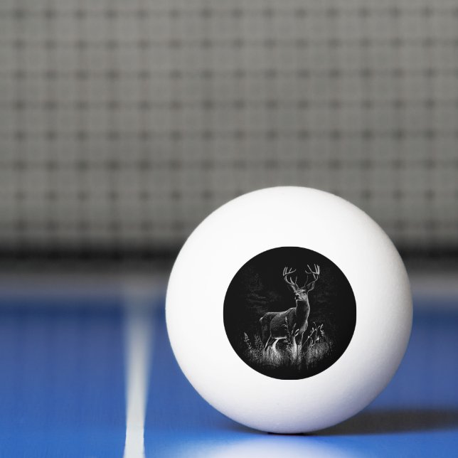 Bolinha De Ping Pong Veado com galhadas emolduradas por campo e árvore (Líquido)