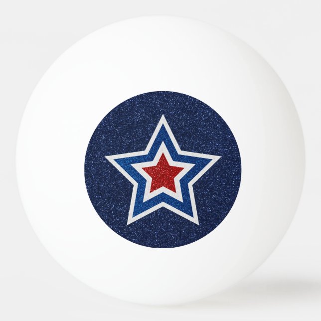 Bolinha De Ping Pong Vermelho, Branco, Estrela Azul, 4 de julho (Frente)