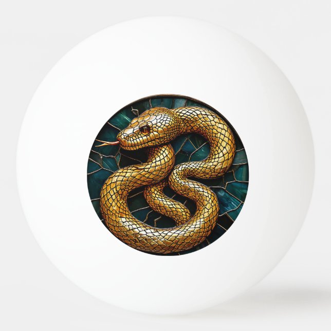 Bolinha De Ping Pong Vidro colorido cobra dourada (Frente)