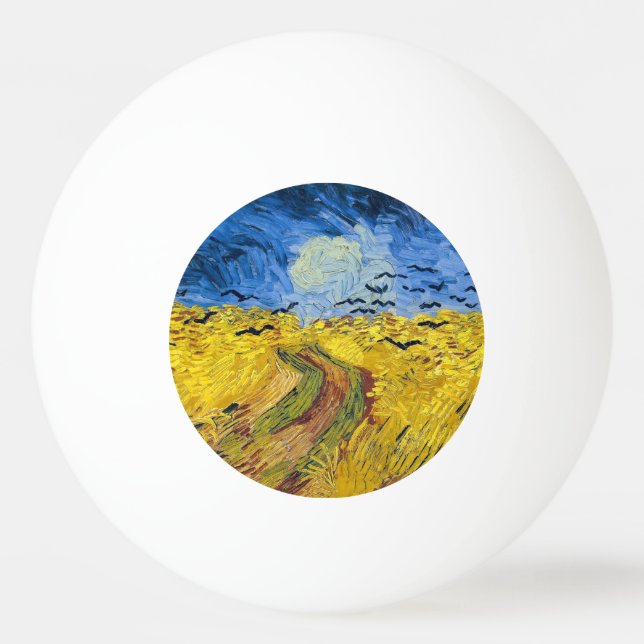 Bolinha De Ping Pong Vincent van Gogh - Wheatfield com Crows (Frente)