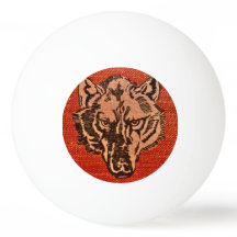 Wolf Head em Red Ping Pong Ball
