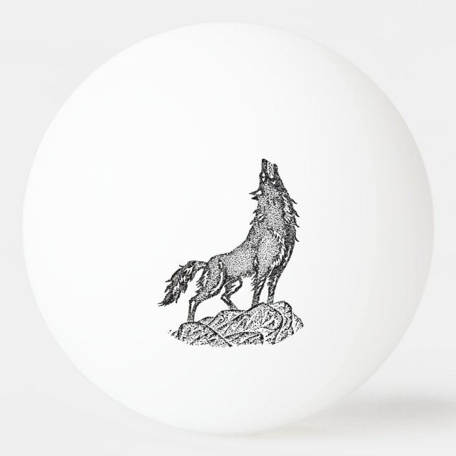 Bolinha De Ping Pong Wolf Howling no Desenho da Silhueta da Lua (Frente)