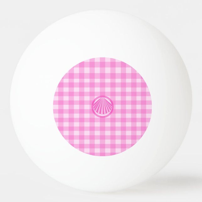 Bolinha De Ping Pong Xadrez Rosa com Concha do Mar- (Frente)