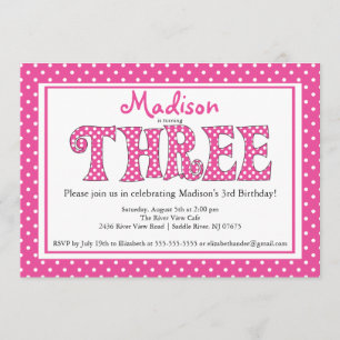 Bolinhas alfabético terceiro Convite de aniversá