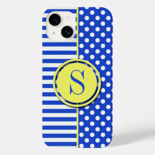 Bolinhas azuis reais e Stripes-Monograma