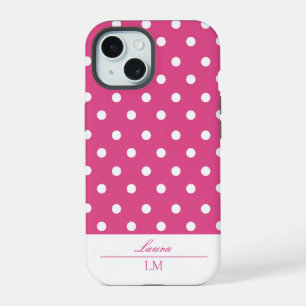 Bolinhas brancas e rosa-chic