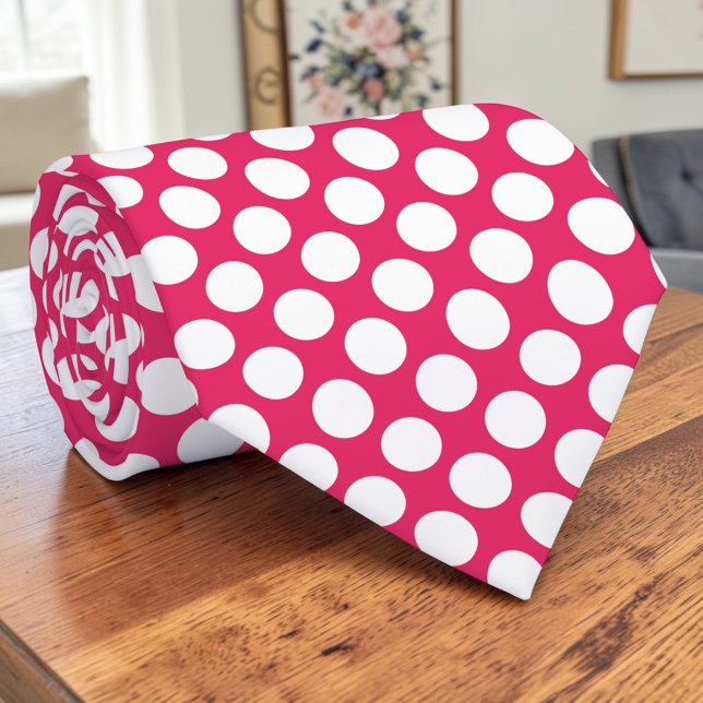 Bolinhas Brancas em Gravata Personalizada Rosa Vib (Criador carregado)