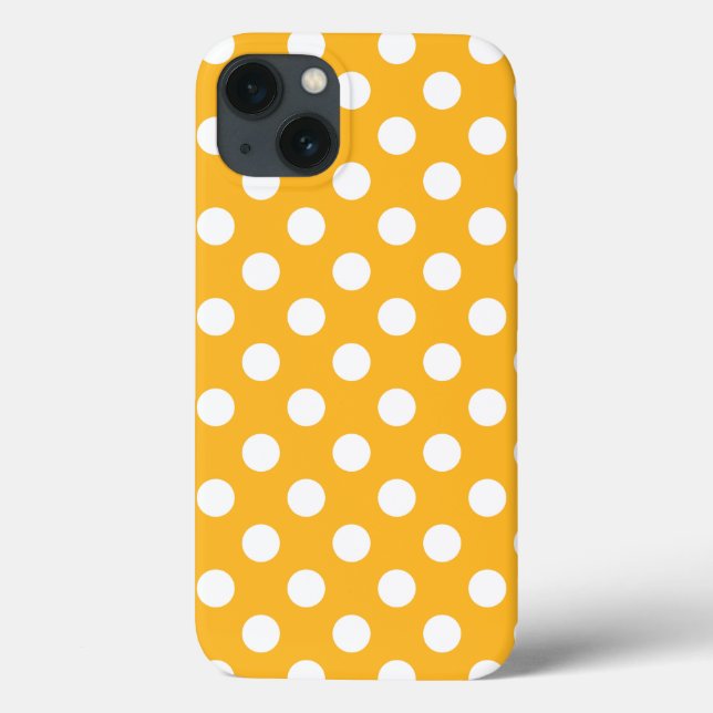 Bolinhas brancas na capas de iphone amarela de gab (Verso)