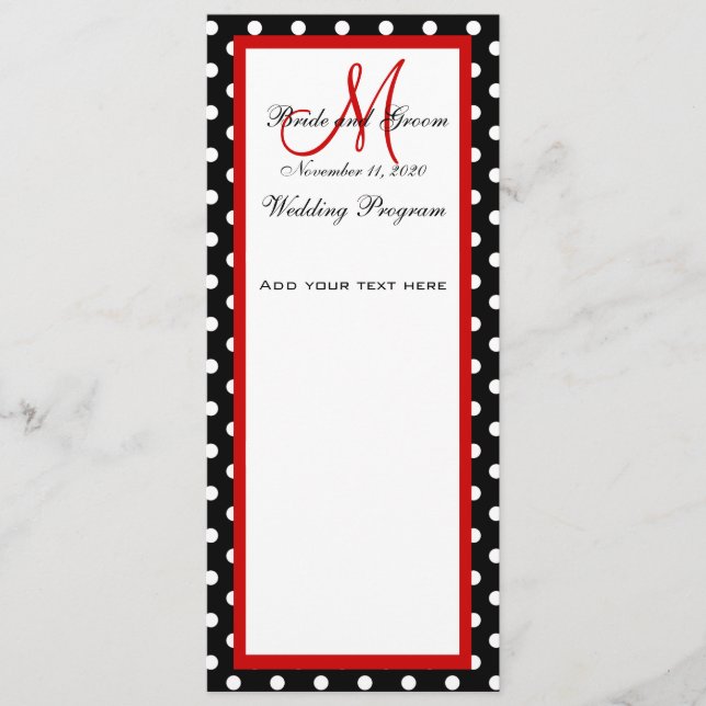 Bolinhas brancas pretas do programa de casamento (Frente)