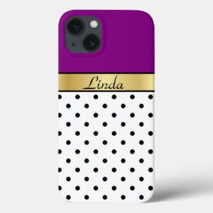 Bolinhas brancas violetas roxas. Personalizável