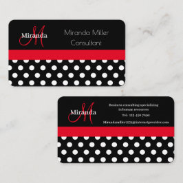 Bolinhas branco preto-vermelho Cartão de visita