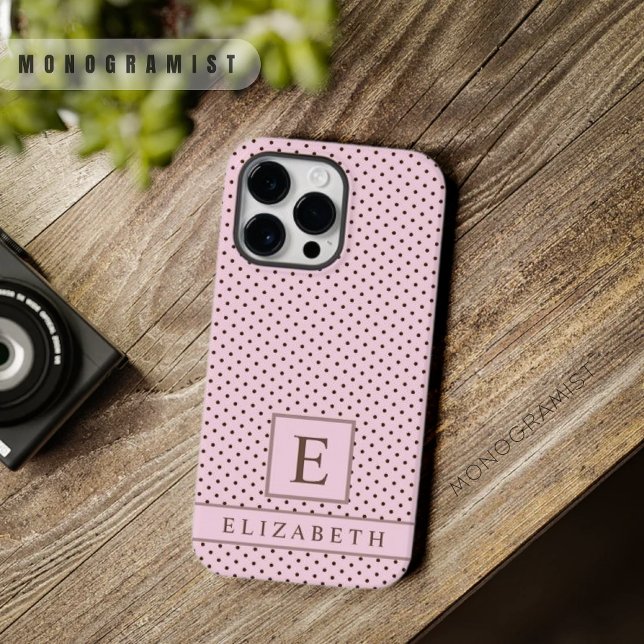 Bolinhas Castanho Cor-de-Rosa Pálido e Pálido Pers (Custom Pale Pastel Pink Brown Polka Dot Case-Mate iPhone Case)