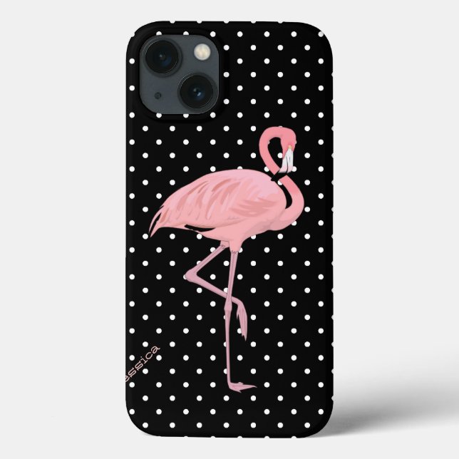 Bolinhas Chic Black & White com Flamingo Rosa (Verso)