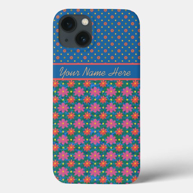 Bolinhas Chic Rangoli Flores no Blue iPad Case (Verso)