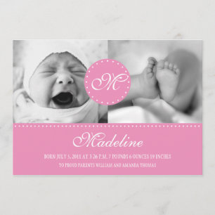 Bolinhas cor-de-rosa com Anúncio de Nascimento do 