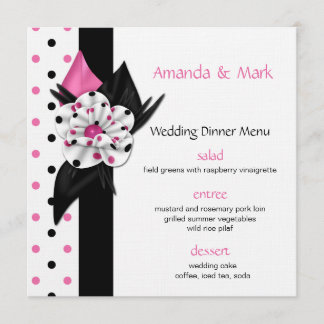 Bolinhas cor-de-rosa e pretas que Wedding o menu