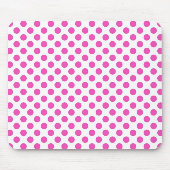 bolinhas cor-de-rosa no mouse pad branco (Frente)