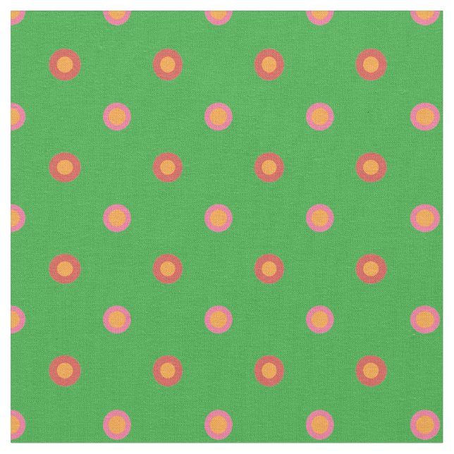 Bolinhas de Arte Folclórica no Tecido Verde Brilha (Detalhe)