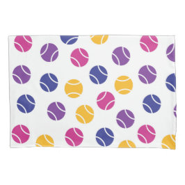 Bolinhas de tênis roxas e amarelas sobre fundo bra