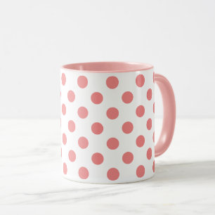 Bolinhas do século médio cor-de-rosa na caneca bra