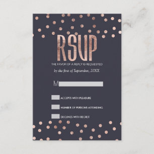 Bolinhas Douradas e placas RSVP Azul Marinho