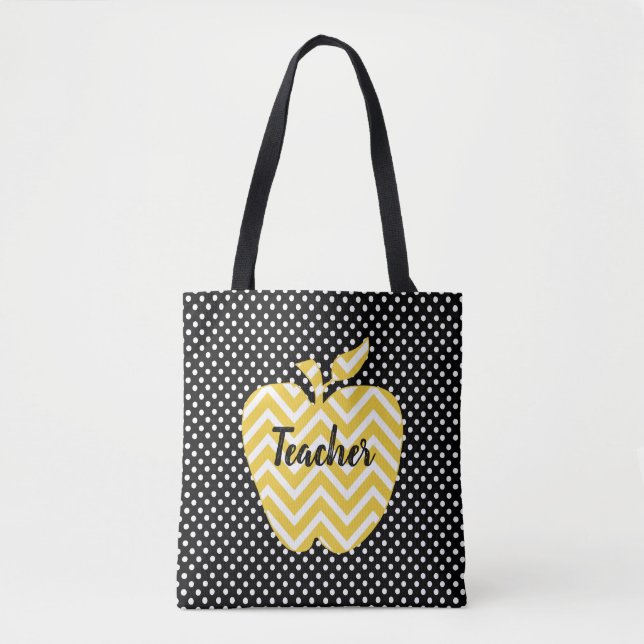Bolinhas e Professores de Maçã Chevron Tote Bag (Frente)