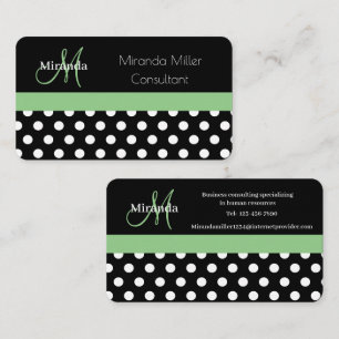 Bolinhas preto de Cartão de visita branco monogram