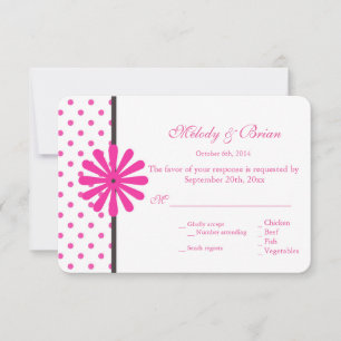 Bolinhas rosa e casamento RSVP de flores