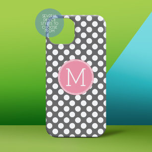 Bolinhas rosa e Cinzas com monograma personalizado