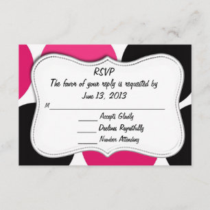 Bolinhas rosa e preta da placa de classe RSVP