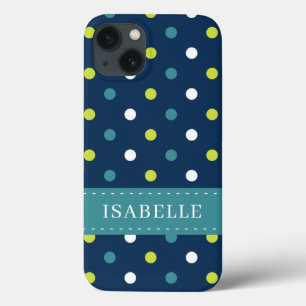 Bolinhas Verde Azul Trendy Adicionar Seu Nome
