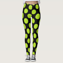 Bolinhas Verde Lima Gigantes em Leggings Pretas