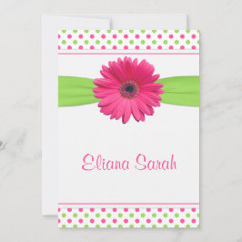 Bolinhas Verde Rosa Bat Mitzvah Convite