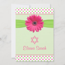 Bolinhas Verde Rosa Gerber Bat Mitzvah Convite